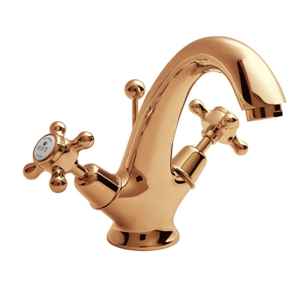 BC Designs Victrion Crosshead Copper Mono Basin Mixer & Waste Cut Out